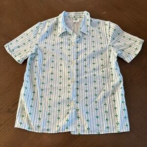 Vintage Girl Scouts Girls 12 Top Junior Scout Uniform Logo Striped Button Down